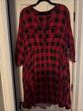 torrid Red and Black Buffalo Plaid Tunic Dress